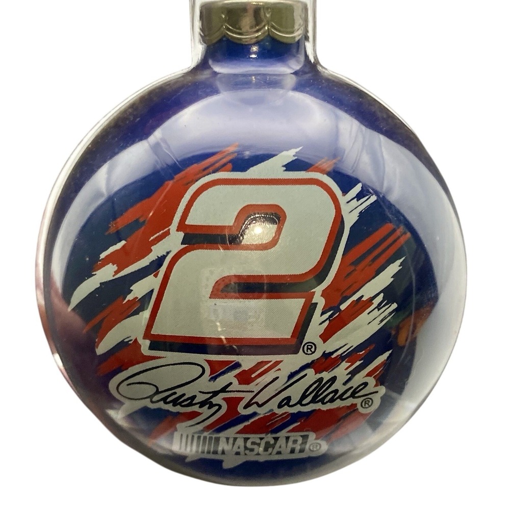 Rusty Wallace NASCAR #2 Winners Circle Action Glass Christmas Ornament 2001 New